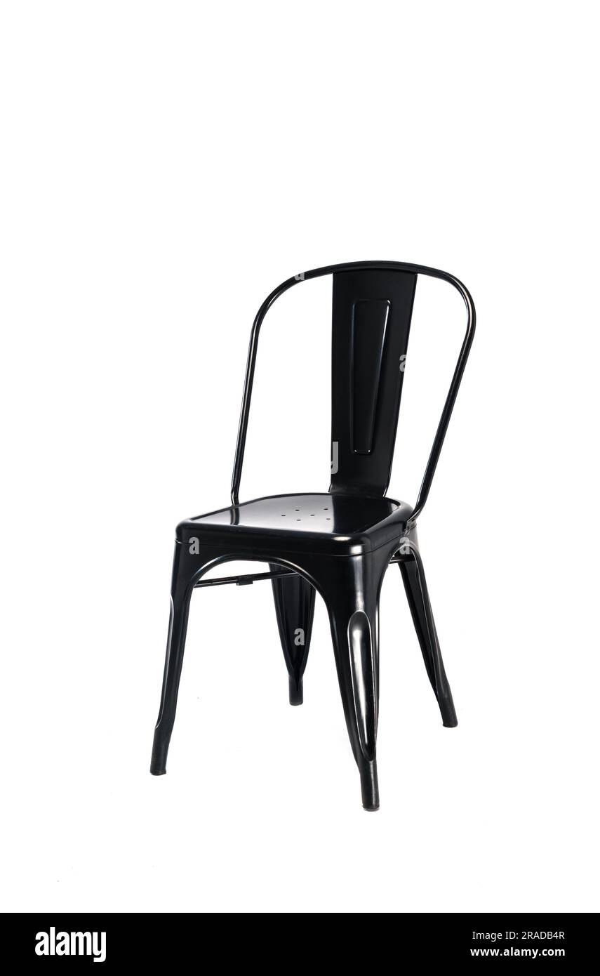 black metal chair isolated on white background Stock Photo Alamy