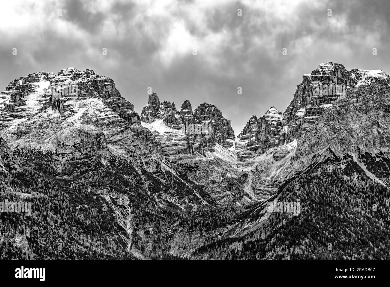 View of the Brenta Dolomites in black and white Stock Photo - Alamy