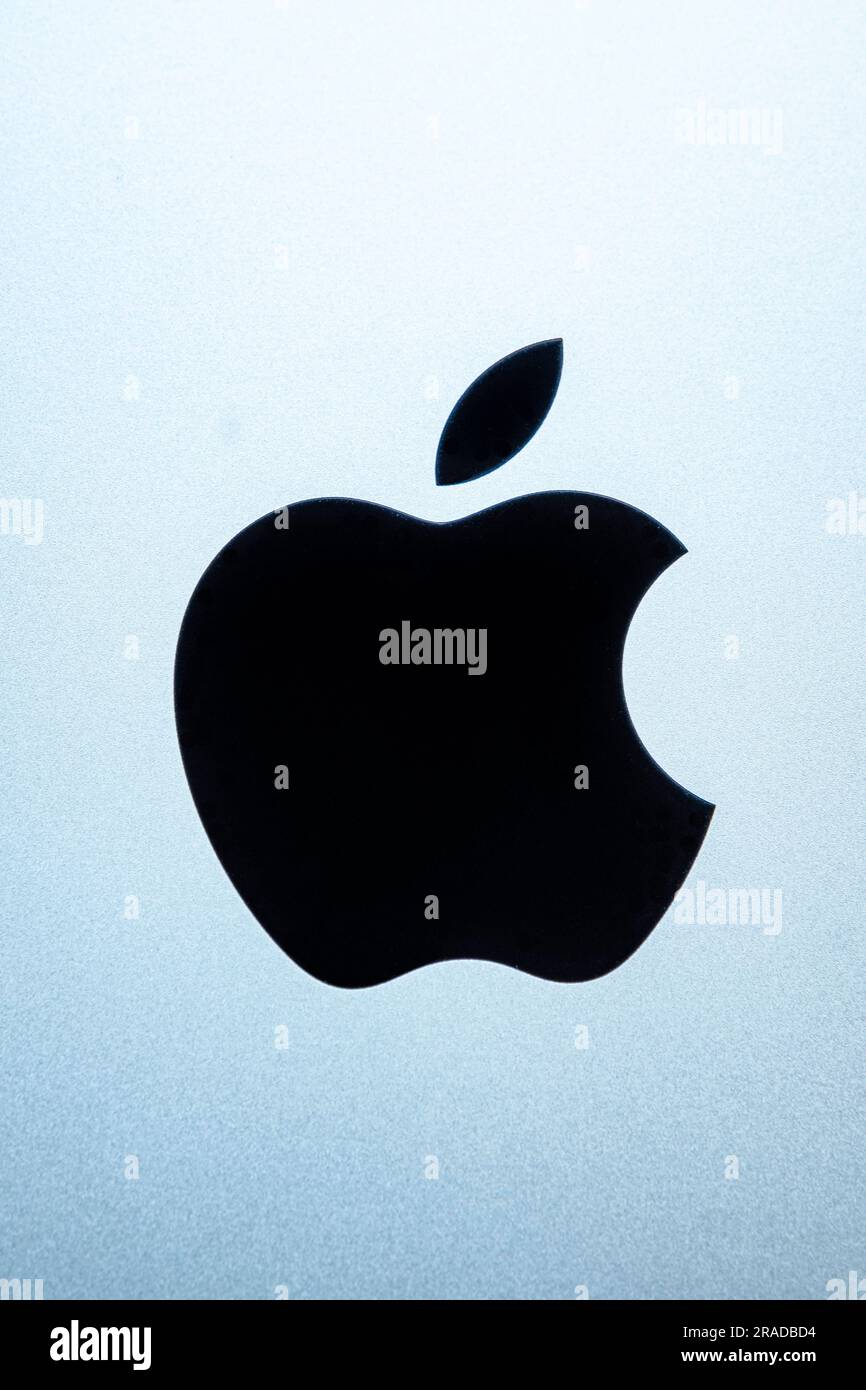 Close up of black Apple computers logo Stock Photo