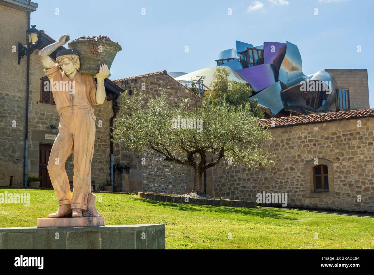 Statue of a grape harvester in La Rioja Stock Photo