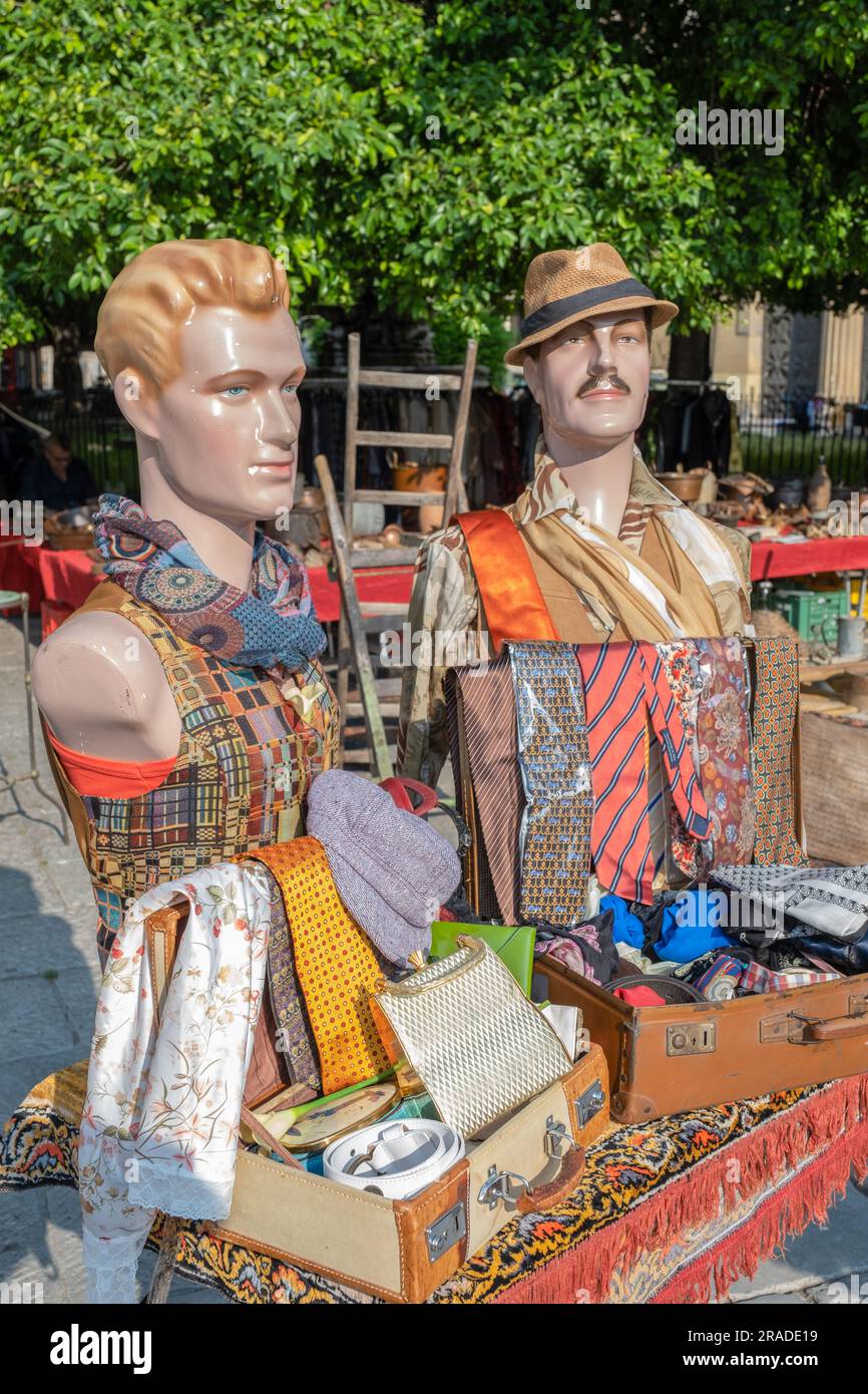 Fashionable used accessories for men's clothing at the flea market