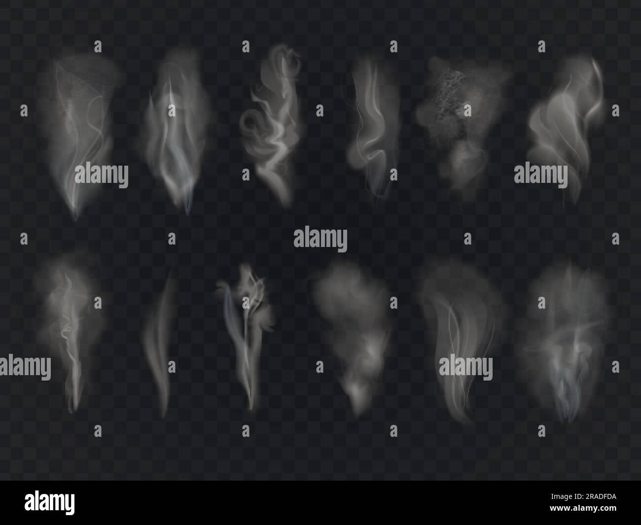 Realistic smoke steam. Natural vapour from coffee tea or hot food, 3d