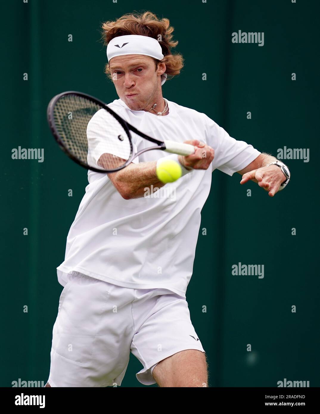 Andrey Rublev reacts during his match against Max Purcell (not pictured