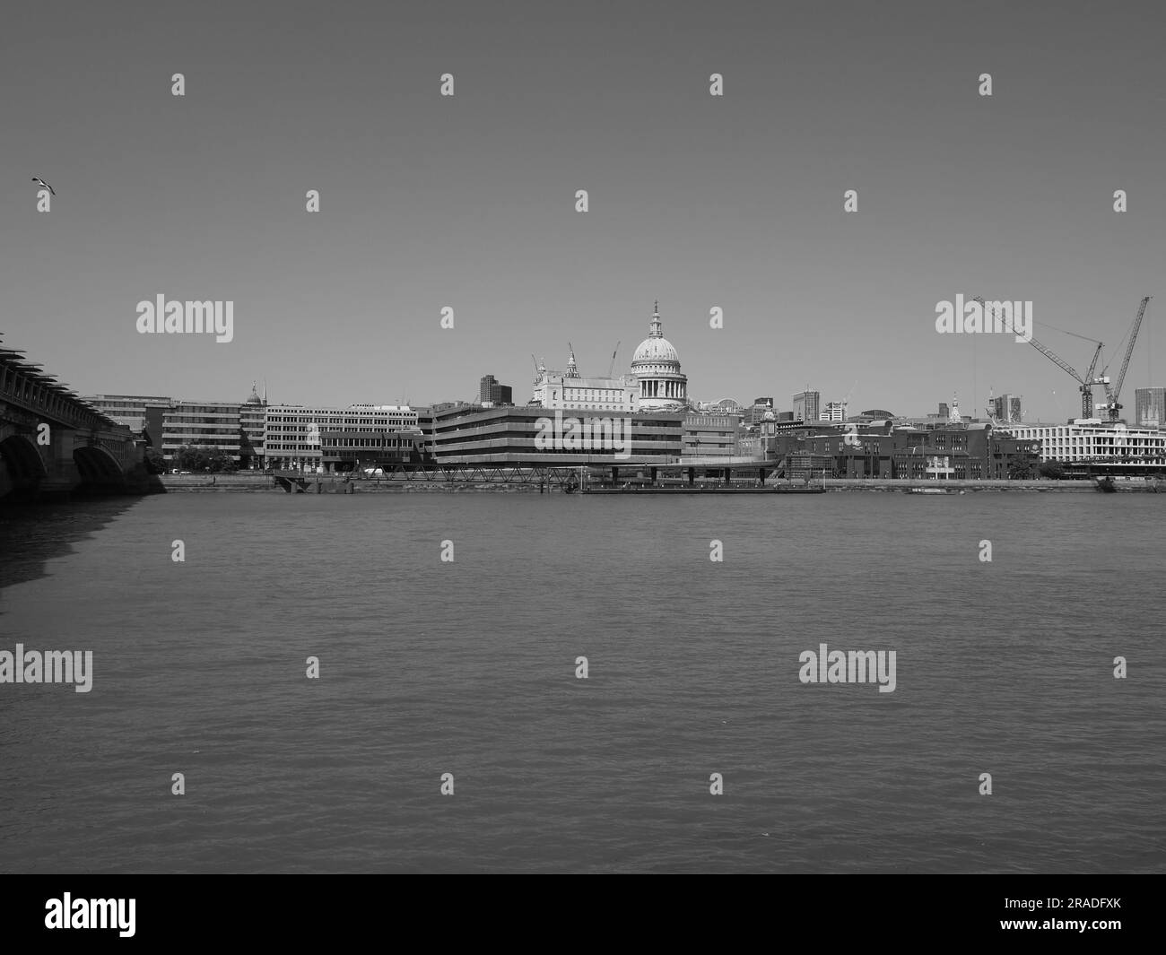 Panoramic view of River Thames in London, UK in black and white Stock ...