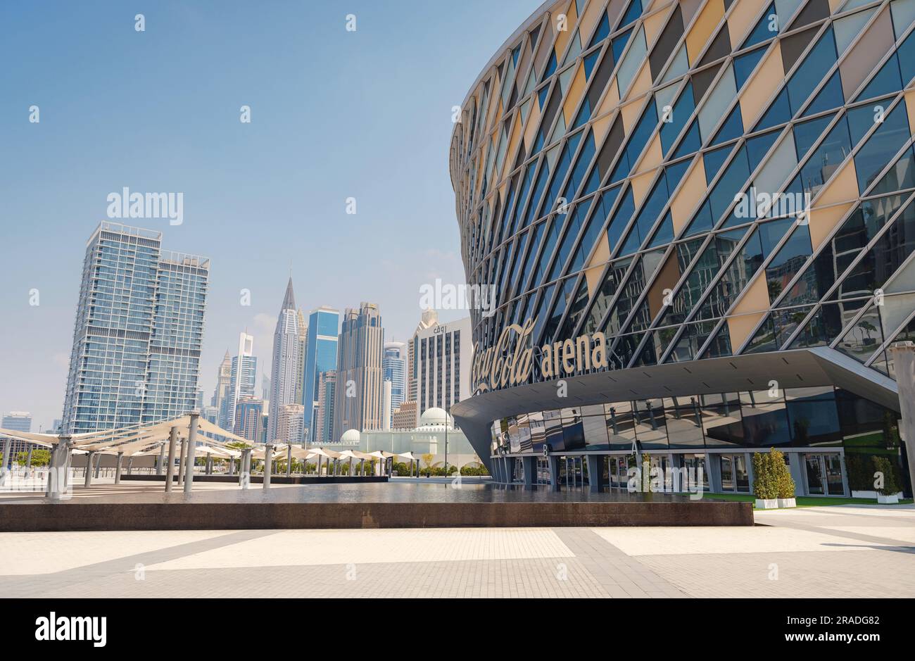 20 March 2023, Dubai, UAE: View of Coca Cola Arena, biggest arena in middle east , located in the luxurious City Walk area, Dubai. Stock Photo
