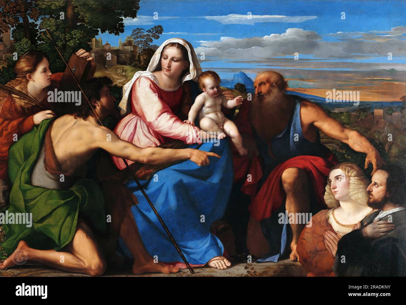 Sacra Conversazione with Donors Palma Il Vecchio (Jacopo Negretti) (c.1480-1528) Stock Photo