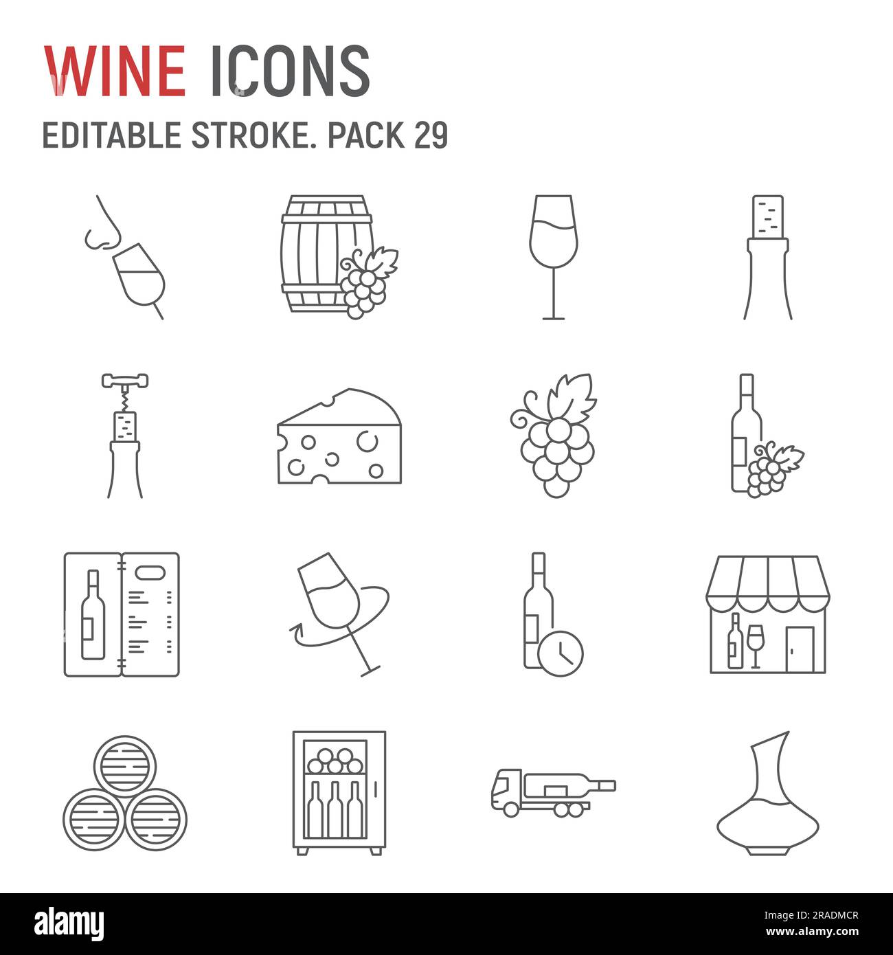Wine line icon set, alcohol collection, vector graphics, logo ...