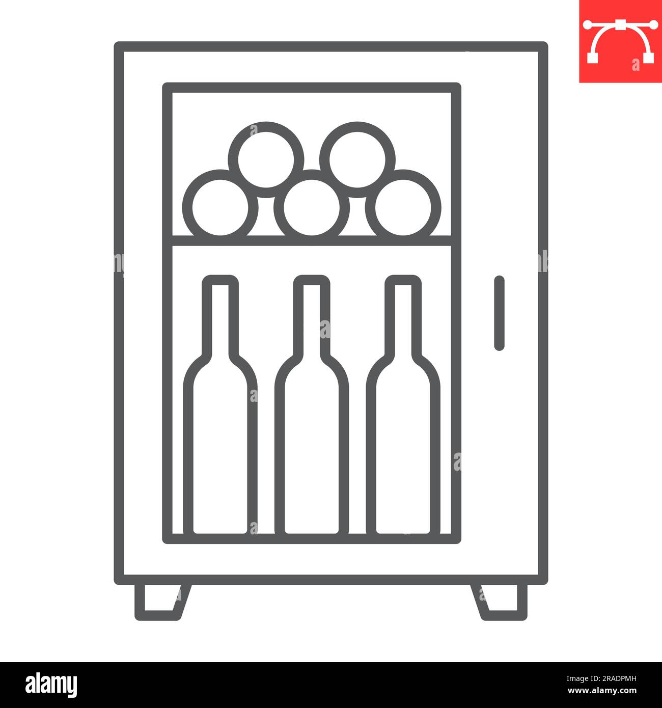 Wine fridge line icon, drink and alcohol, refrigerator with bottles