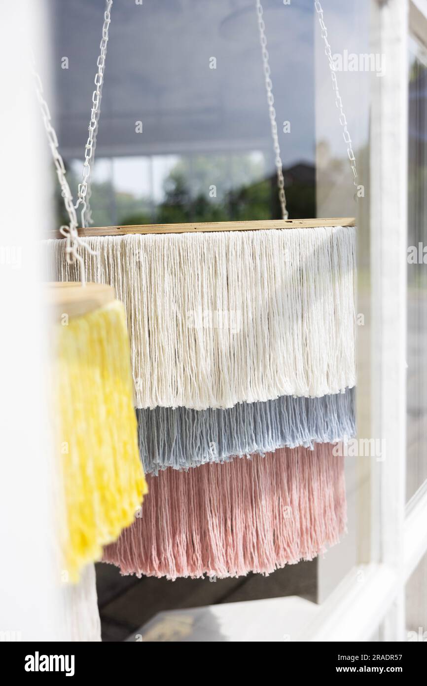 Candle wicks on display in a shop window in Berea, Kentucky, USA Stock