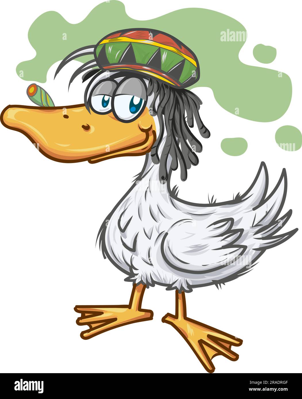 Cartoon style duck in the jamaican rasta ha Stock Vector