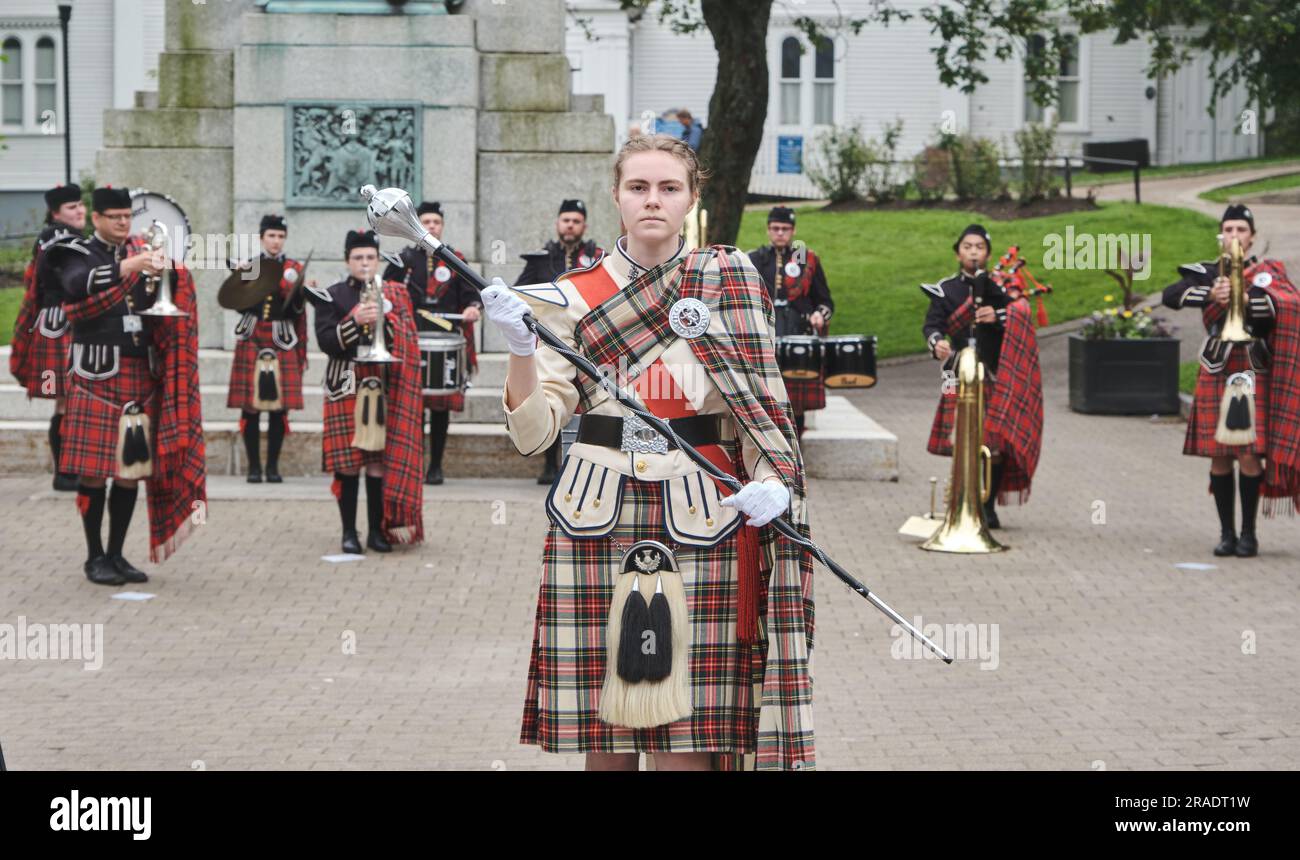 Governor Livingston Highlander Band performing at Grand Parade. Halifax, Canada. July 1, 2023 Stock Photo