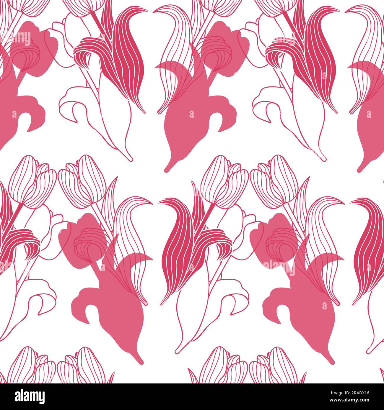 Vector seamless pattern with tulip flowers. Spring floral background ...