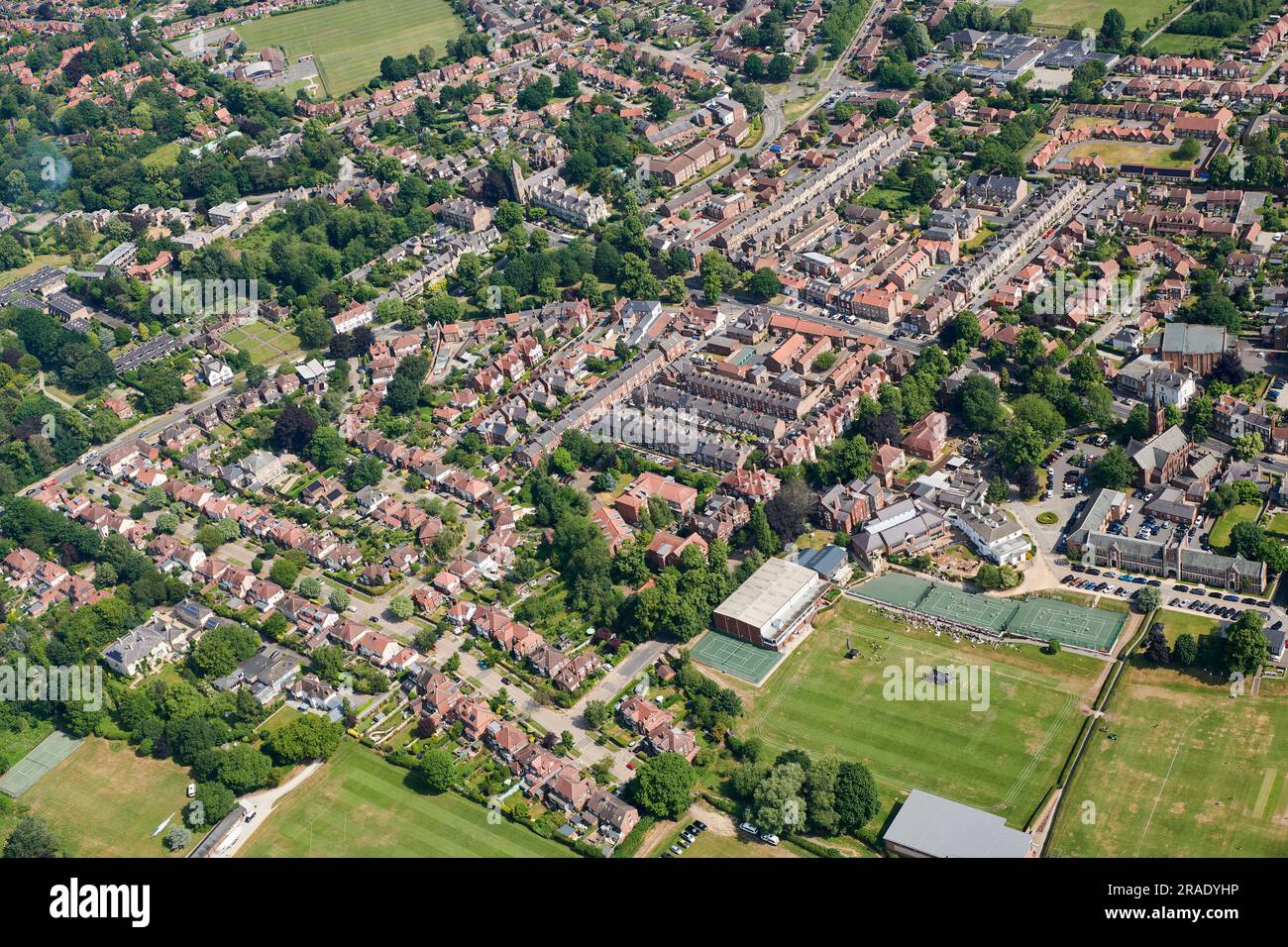 An aerial view of the historic city of York, Northern England, North ...