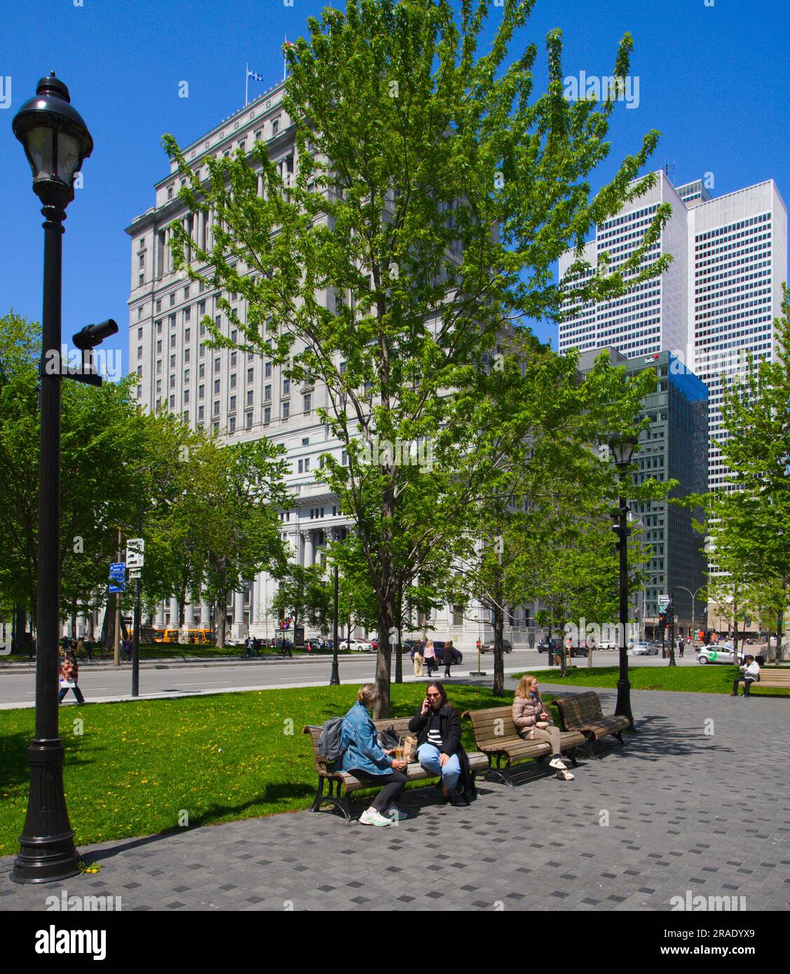 Canada, Quebec , Montreal, Dorchester Square, downtown, skyline Stock