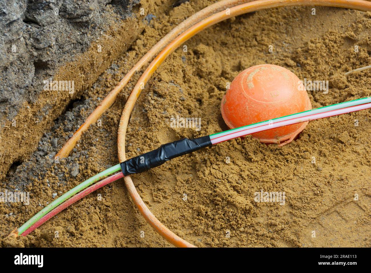 Modern fiber optic cable for a house connection Stock Photo