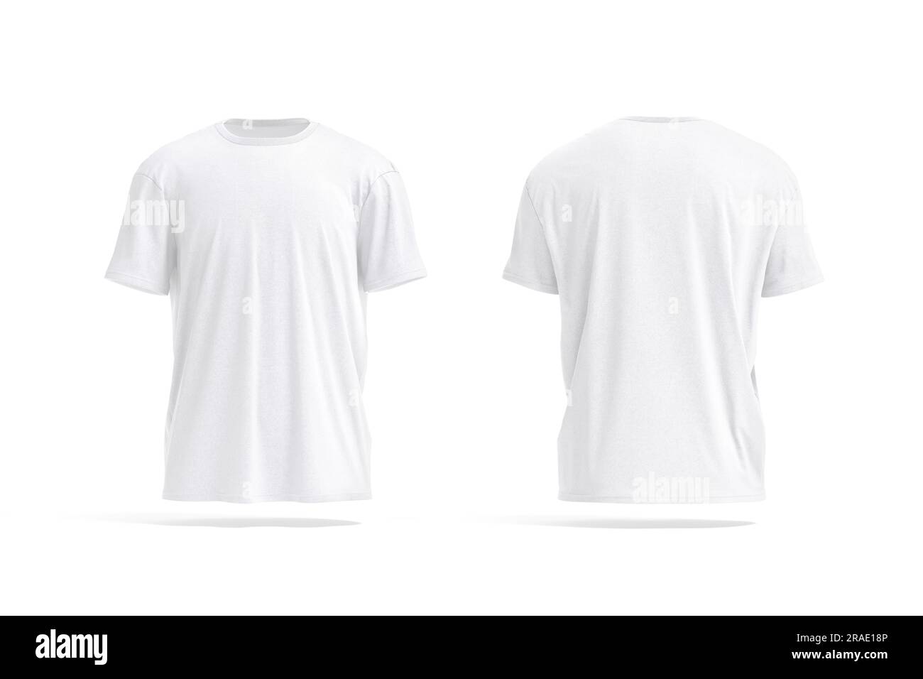 Blank white oversize t-shirt mockup, front and back view, 3d rendering.  Empty textile big size tshirt with sleeve mock up, isolated. Clear cotton  crew Stock Photo - Alamy