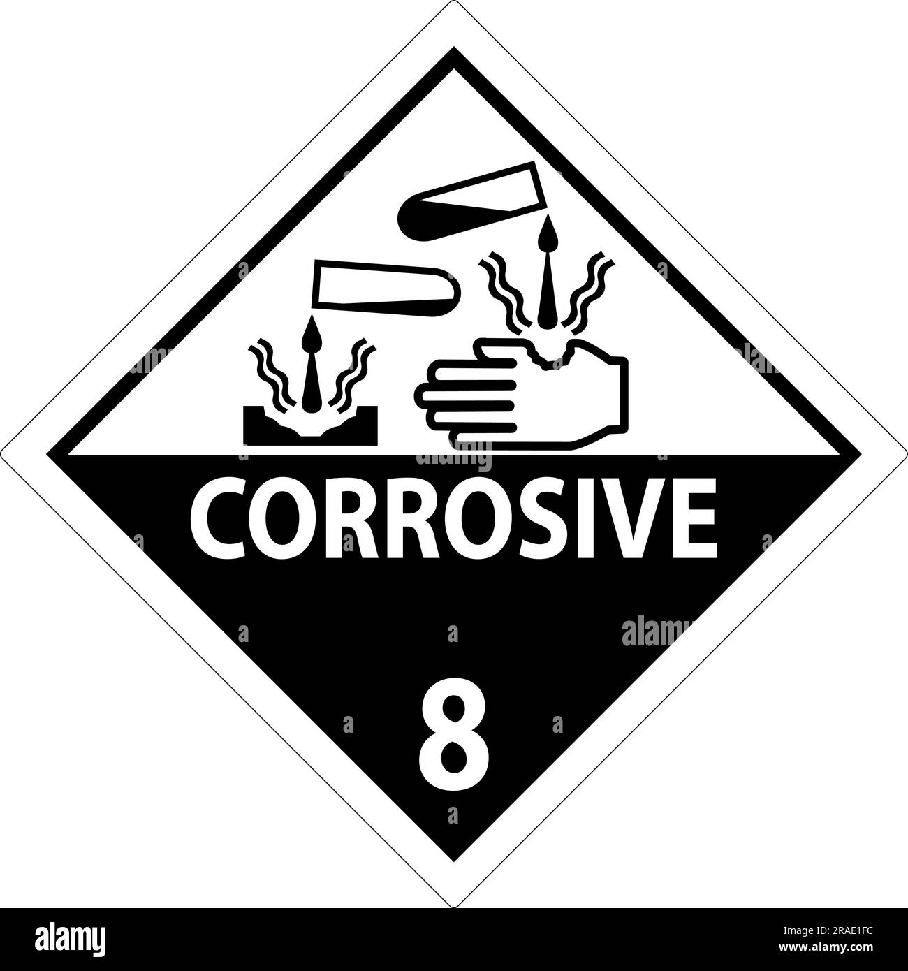 Label Corrosive Sign On White Background Stock Vector