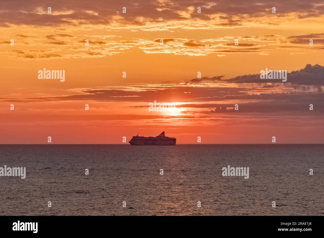 Sunset over the Baltic sea. Stock Photo