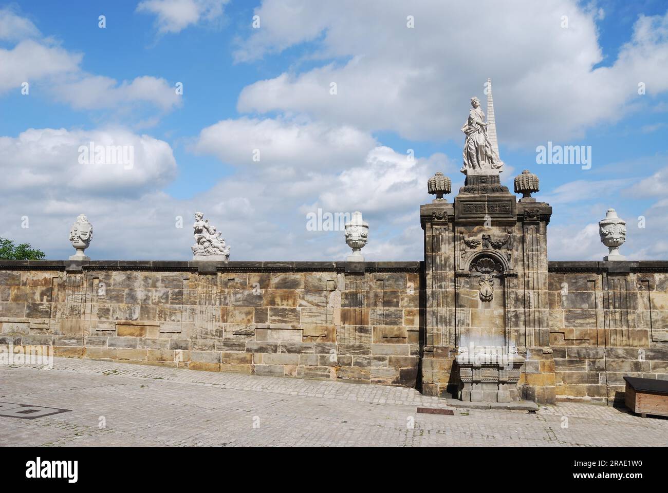 Wall with sculptures at the Domplatz in Bamberg (Germany) (Bavaria ...