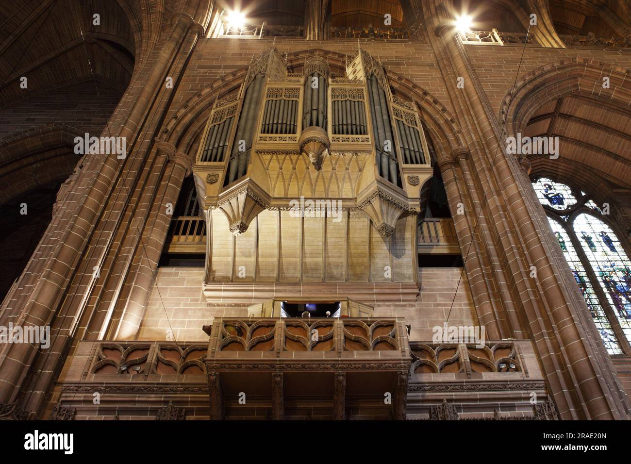 Viewed here is The Organ,an internal aspect related to Liverpool Anglican Cathedral. Stock Photo