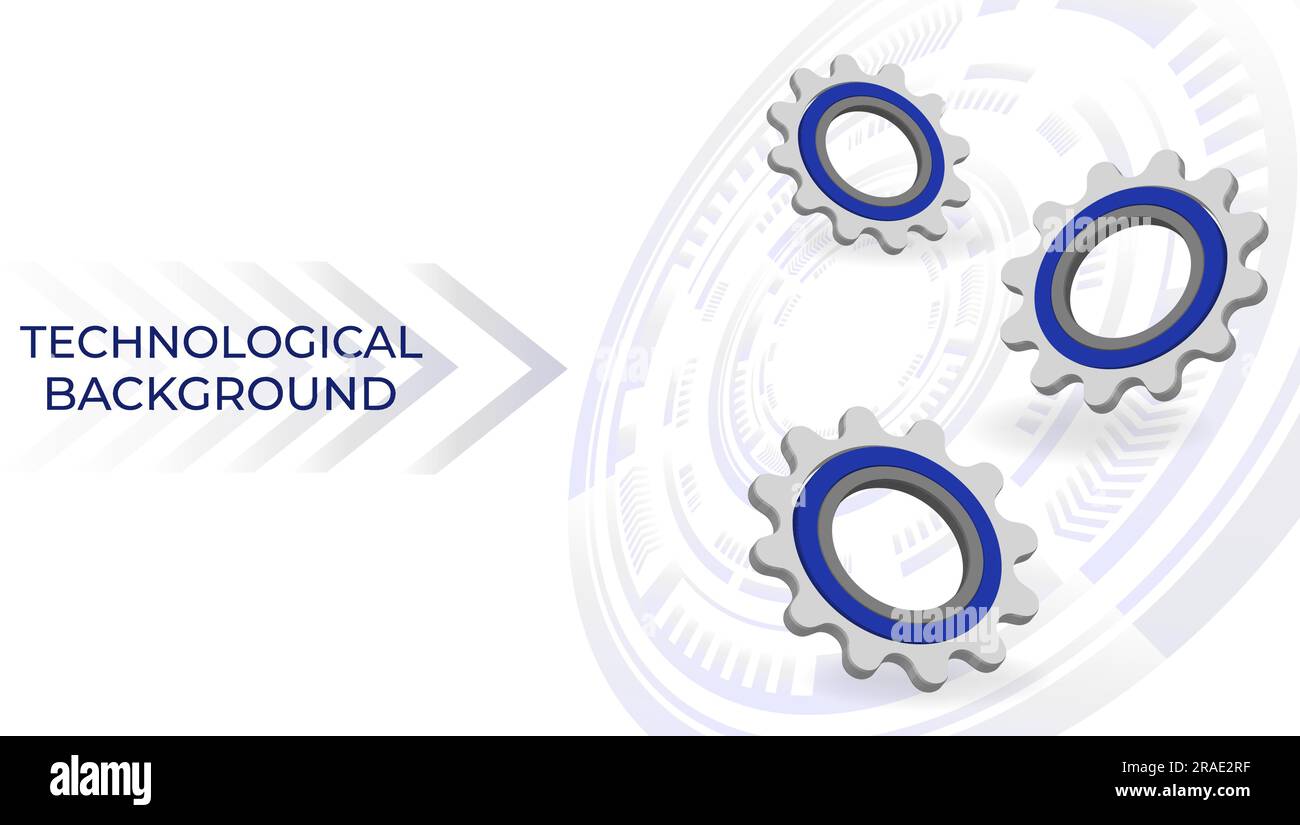 Bright technological background with gears and technological elements. With space for text Stock Vector