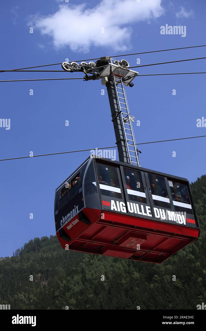 The Aiguille du Midi cable car, the highest in Europe. Chamonix, Haute