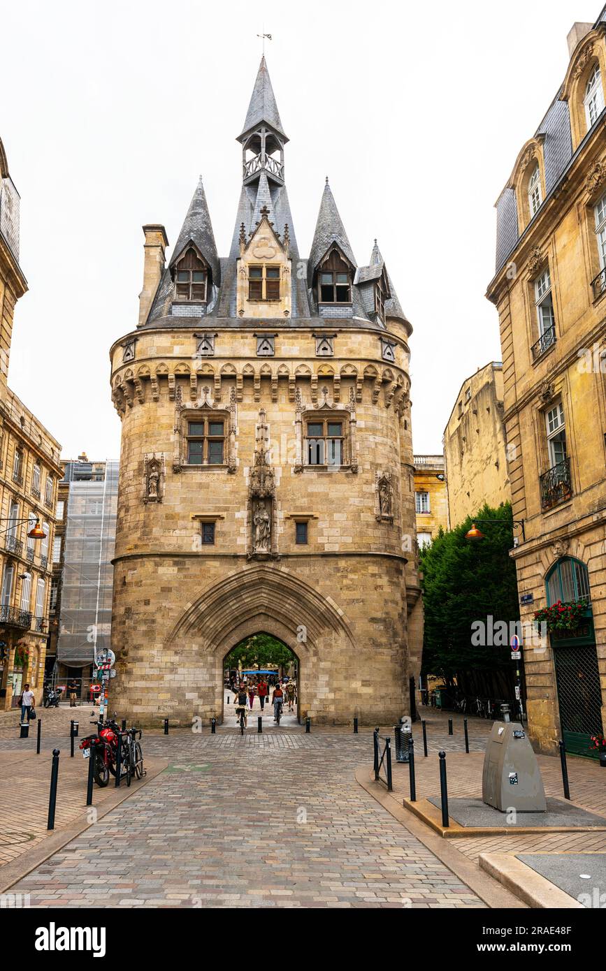 Porte Cailhau, from XV century, Bordeaux old town. Aquitaine region, France. Stock Photo
