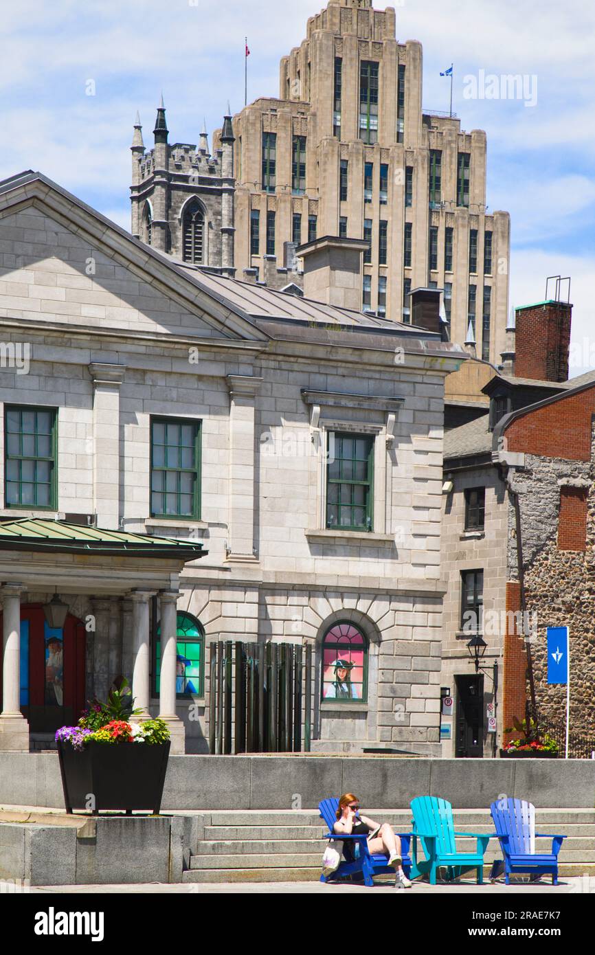 Canada, Quebec, Montreal, Old Montreal, Vieux Montréal, Place Royale, Stock Photo