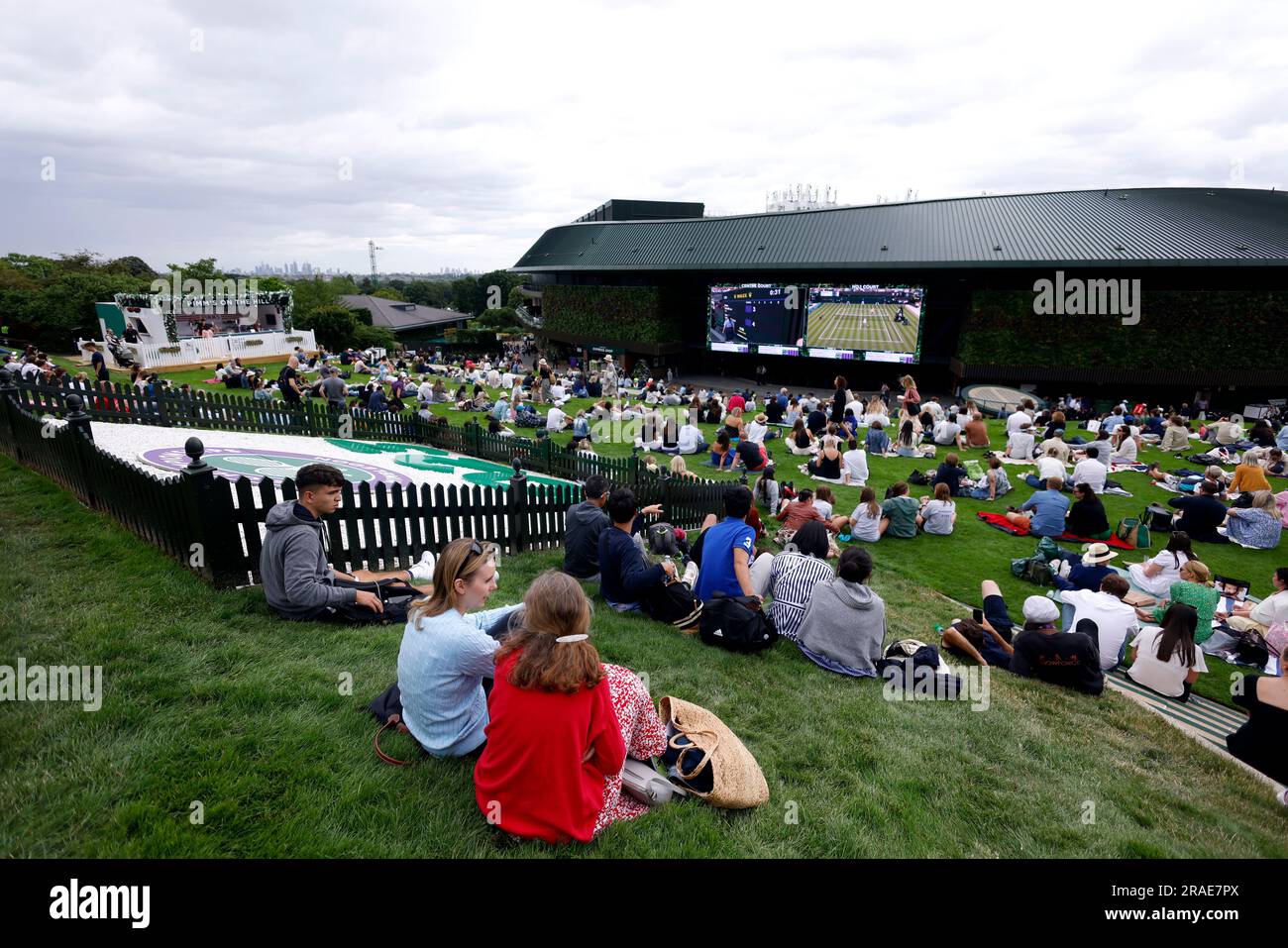 Spectators on the Hill on day one of the 2023 Wimbledon Championships