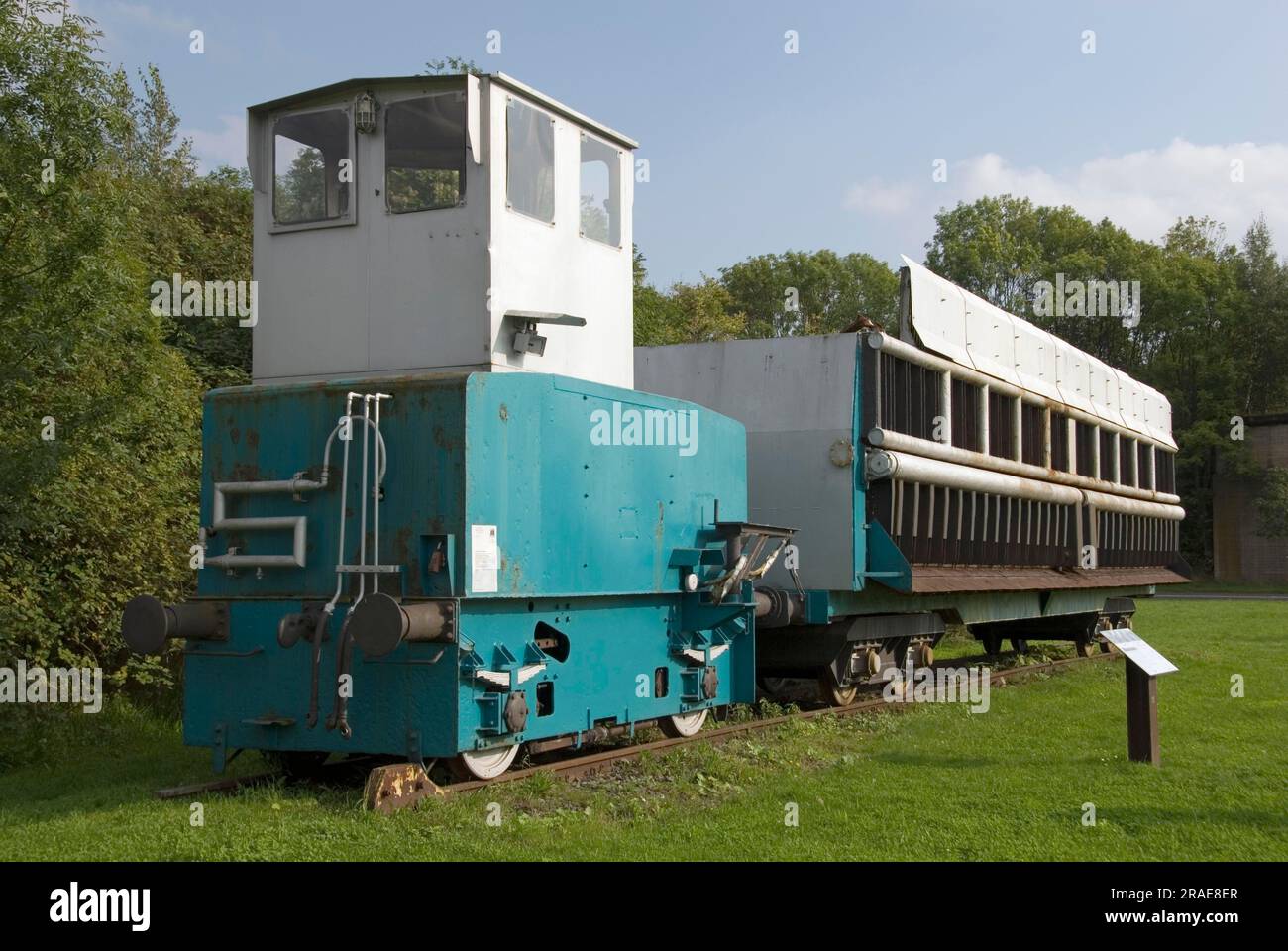 Coke quenching car with electric locomotive, Ilsede, Coke quenching car, Iseder Huette, Ilsede, Lower Saxony, Germany Stock Photo