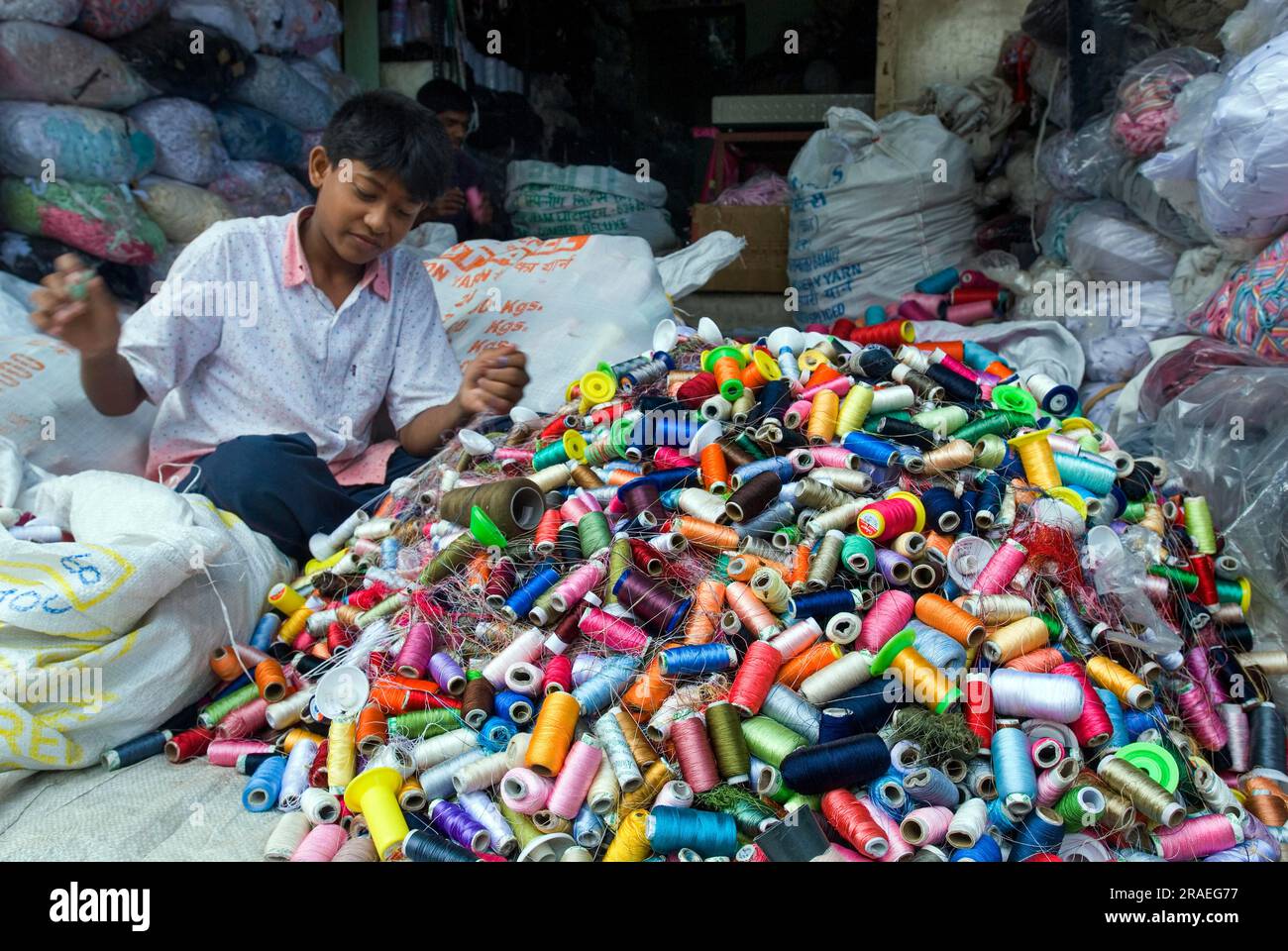 Waste threads shop, Tiruppur Tirupur, Tamil Nadu, South India, India, Asia Stock Photo Alamy