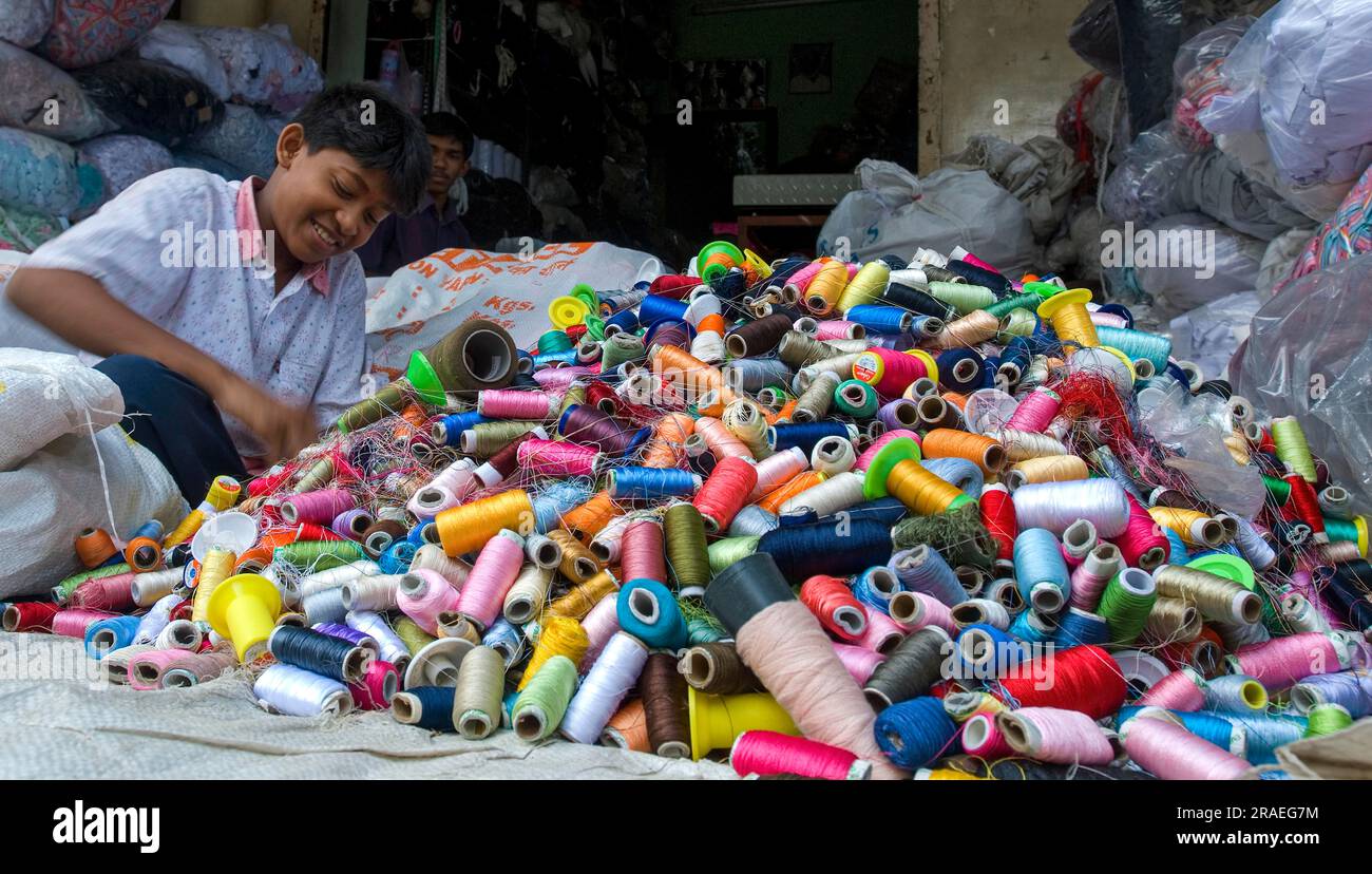 Waste threads shop, Tiruppur Tirupur, Tamil Nadu, South India, India, Asia Stock Photo Alamy