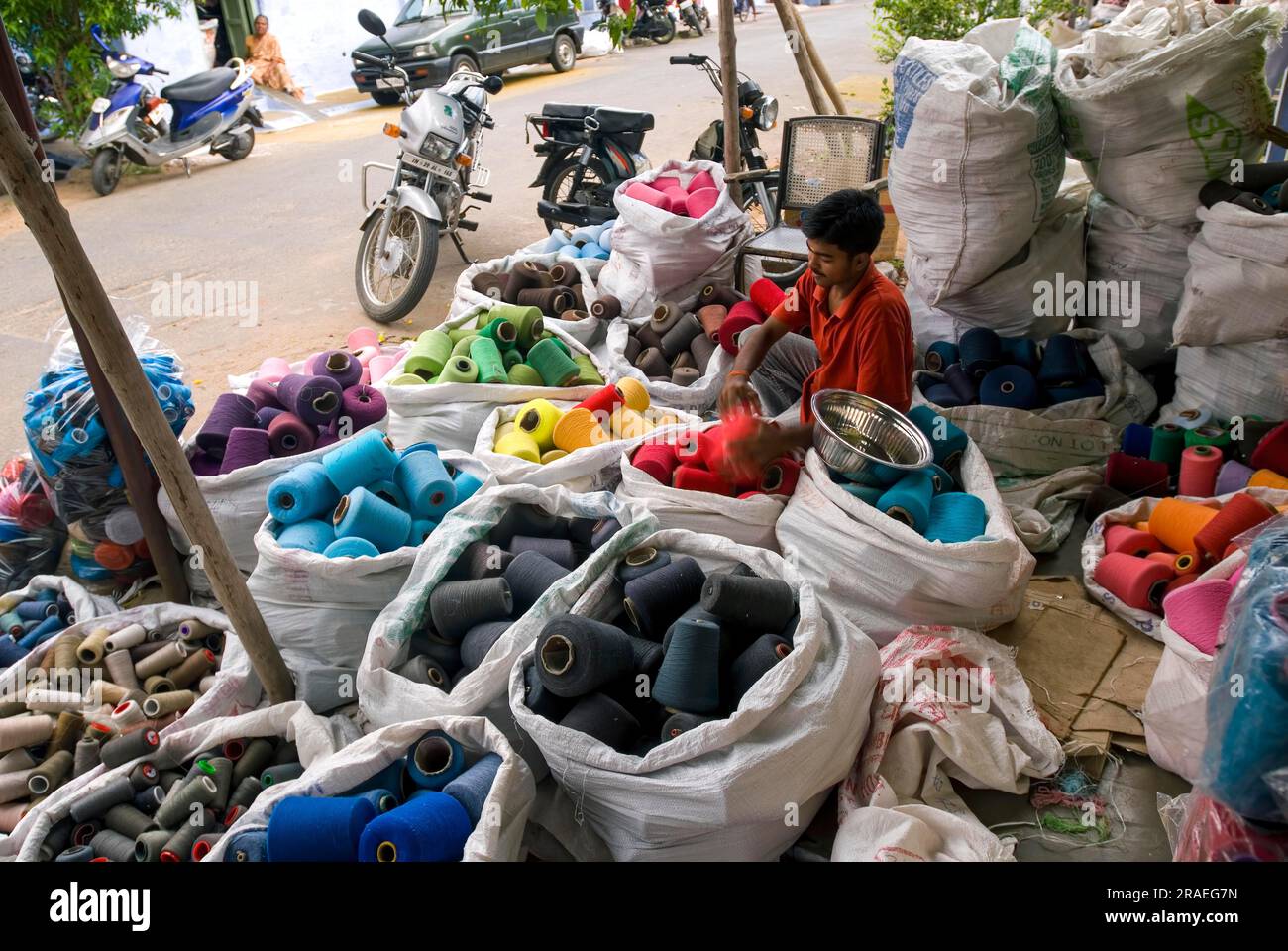 Waste threads shop, Tiruppur Tirupur, Tamil Nadu, South India, India, Asia Stock Photo Alamy
