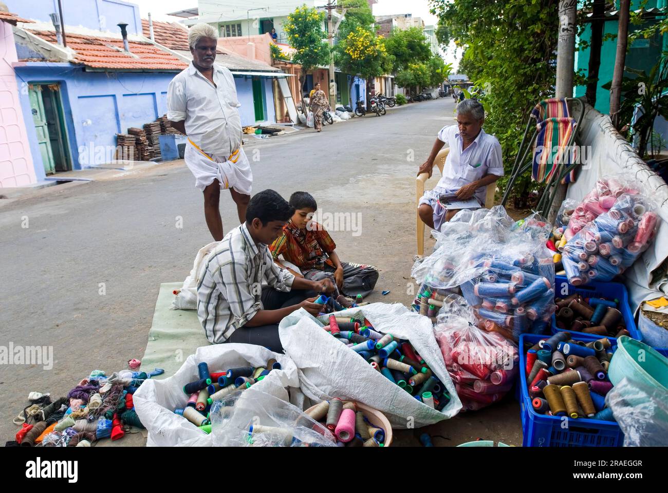 Waste threads shop, Tiruppur Tirupur, Tamil Nadu, South India, India, Asia Stock Photo Alamy