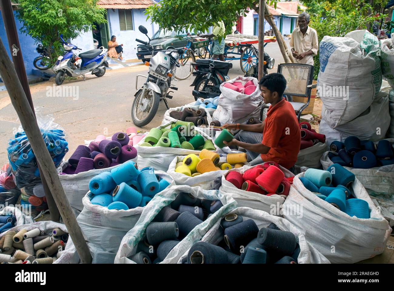 Waste threads shop, Tiruppur Tirupur, Tamil Nadu, South India, India, Asia Stock Photo Alamy