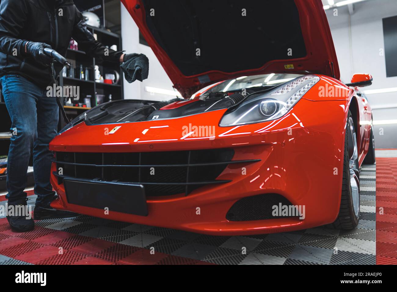 05.17.2023 Warsaw, Poland. Low angle indoor shot of a car