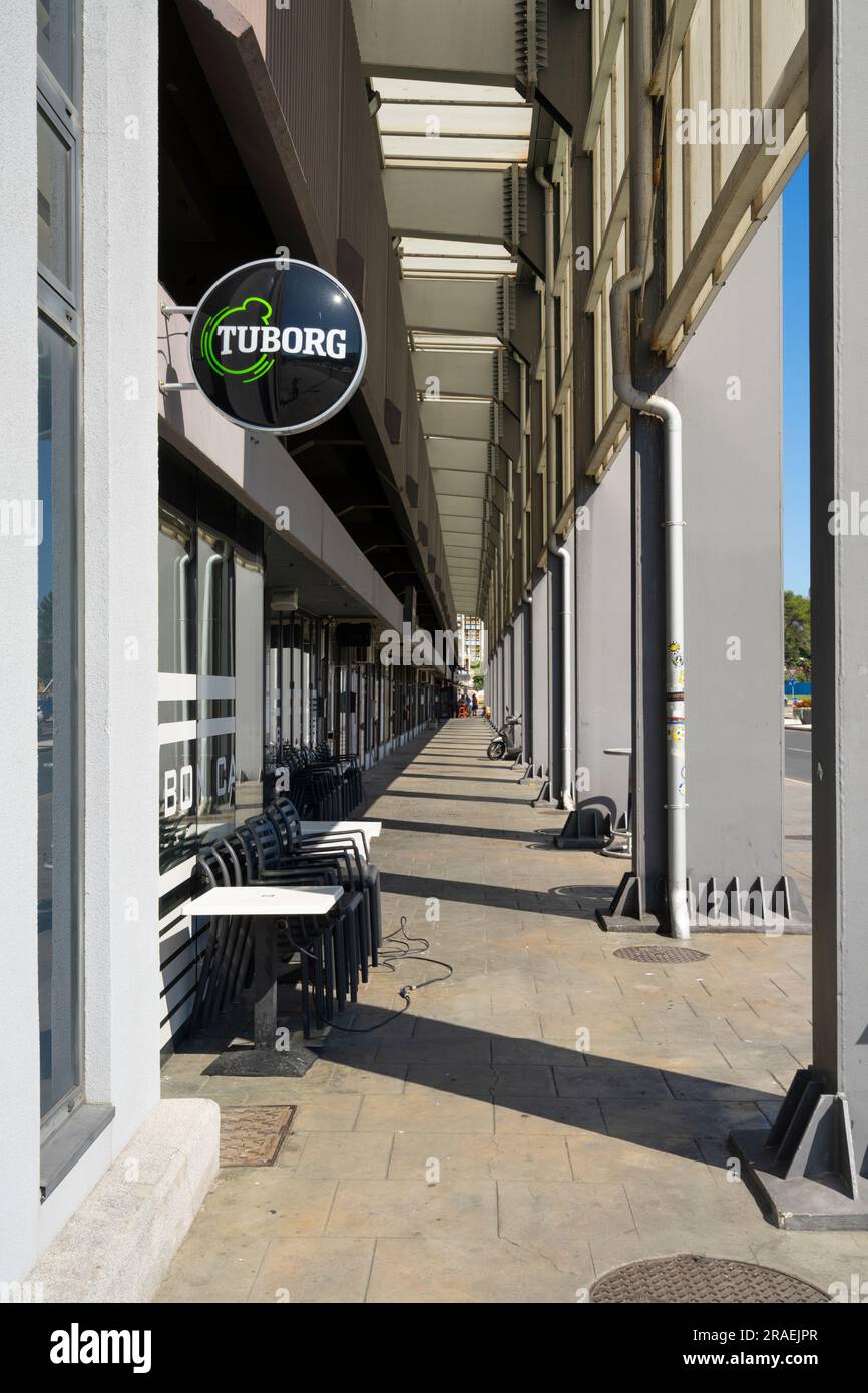 Koper, Slovenia. July 2, 2023. The Tuborg brand sign on a wall in the city center Stock Photo