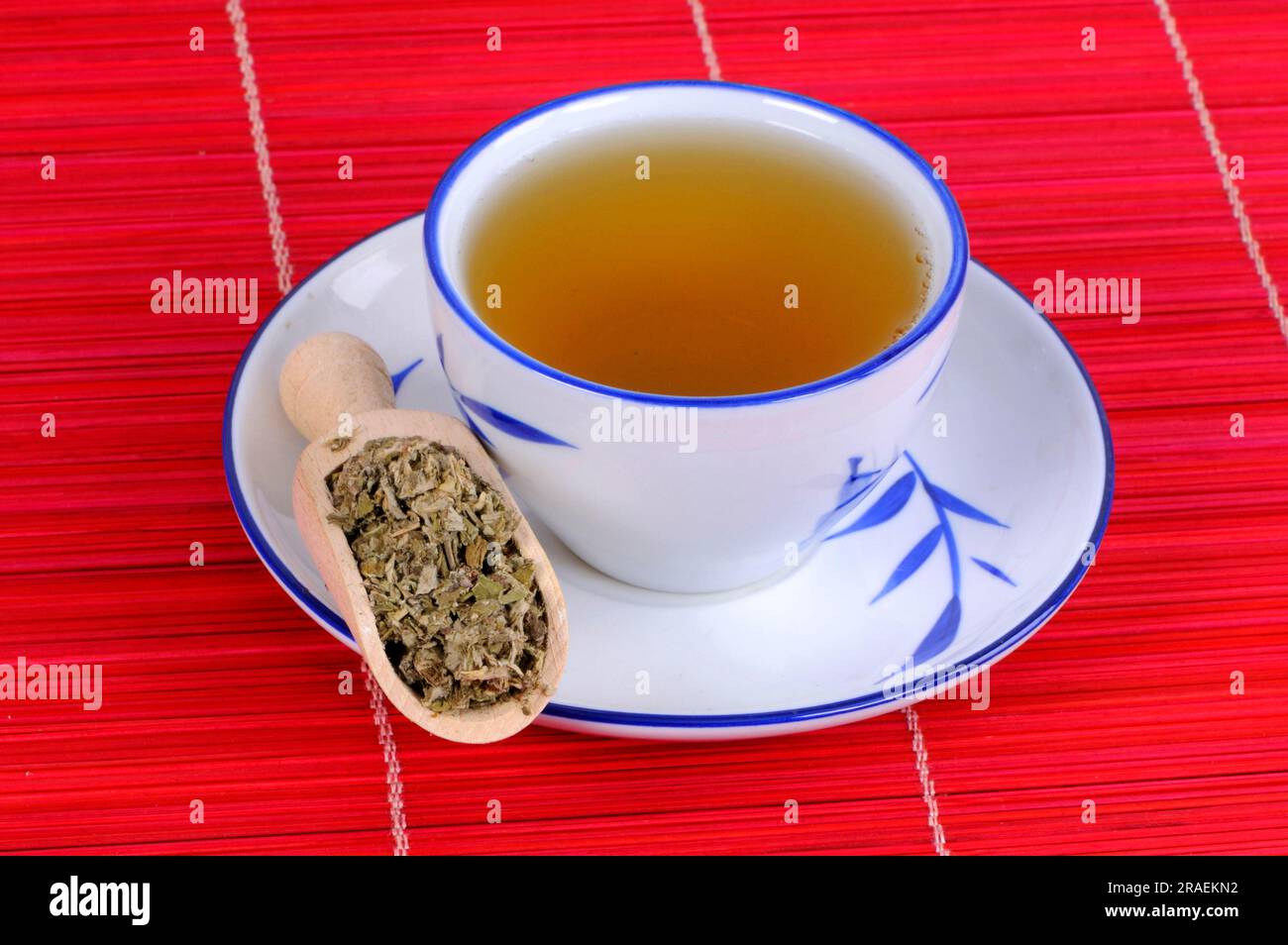 Cup of tea with argy wormwood leaves (Artemisiae argyi Folium), Ai Ye ...