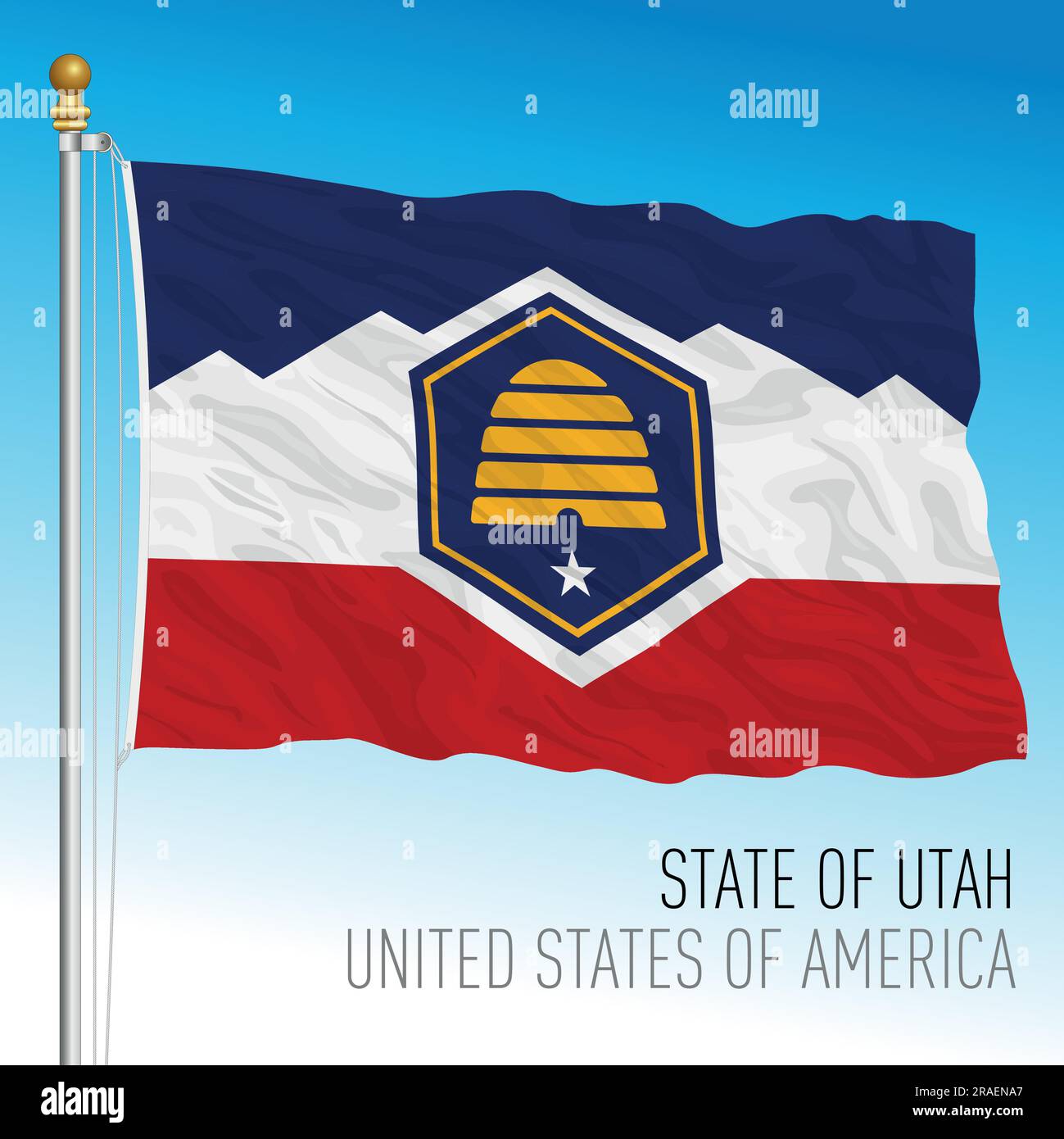 Utah new federal state flag, year 2023, United States, vector illustration Stock Vector