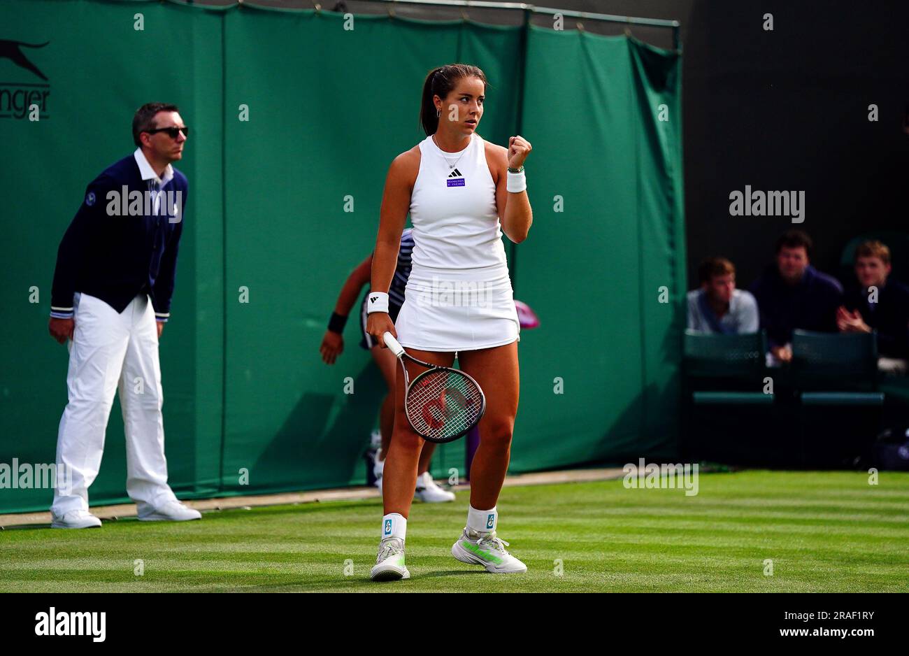 Jodie Burrage reacts during her match against Caty Mcnally (not