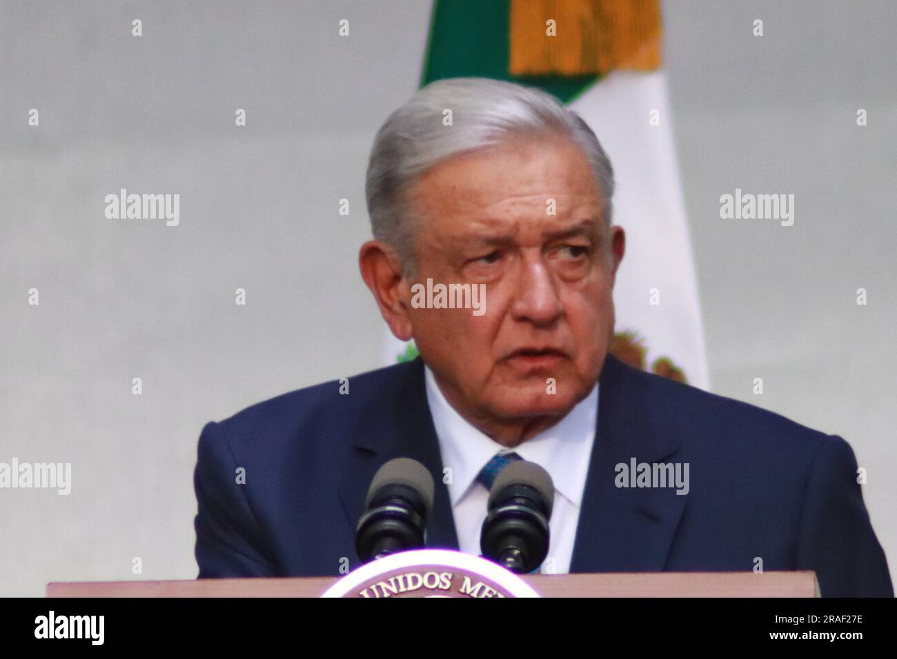Non Exclusive: 01 de julio de 2023 en Ciudad de México, México, Mensaje del presidente de México; Andrés Manuel López Obrador, con motivo del Festejo Stock Photo