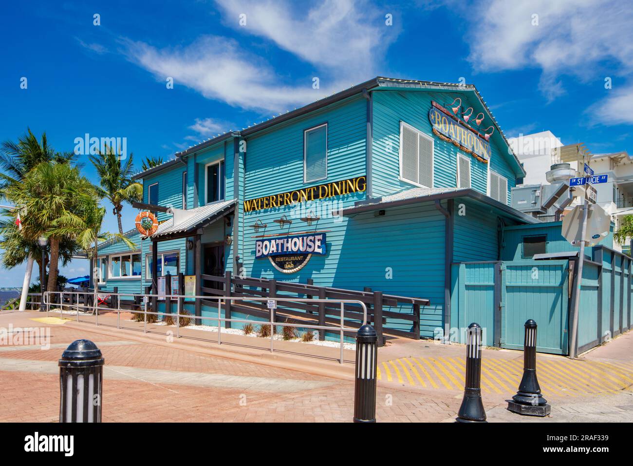 Stuart, FL, USA July 1, 2023 Boathouse waterfront Restaurant and Bar
