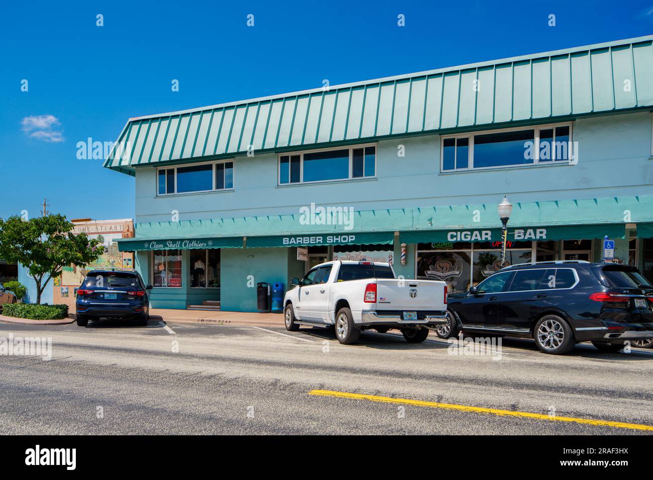 Stuart, FL, USA July 1, 2023 Photo of shops and businesses on