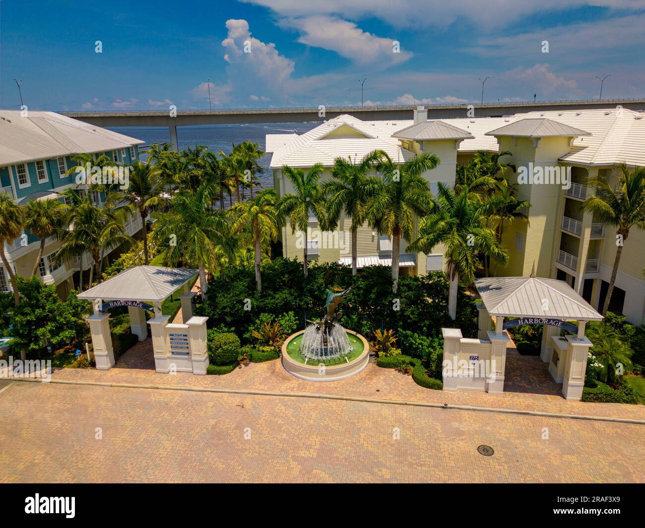 Stuart, FL, USA July 1, 2023 Aerial photo Harborage Yacht Club