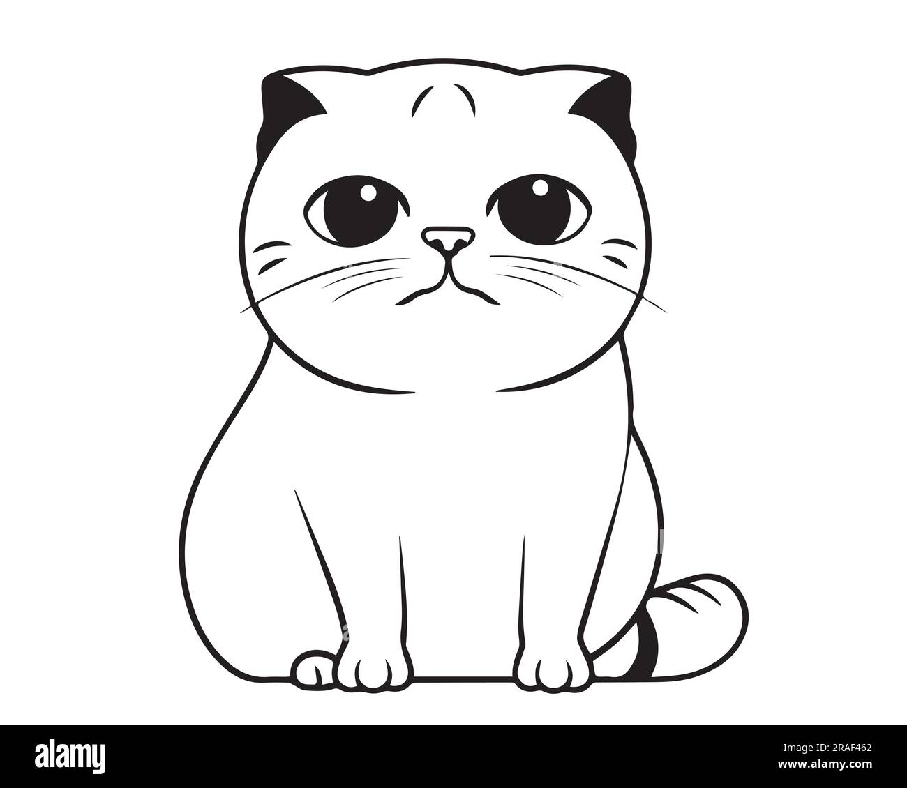 Cute Line art Cat vector illustration Stock Vector