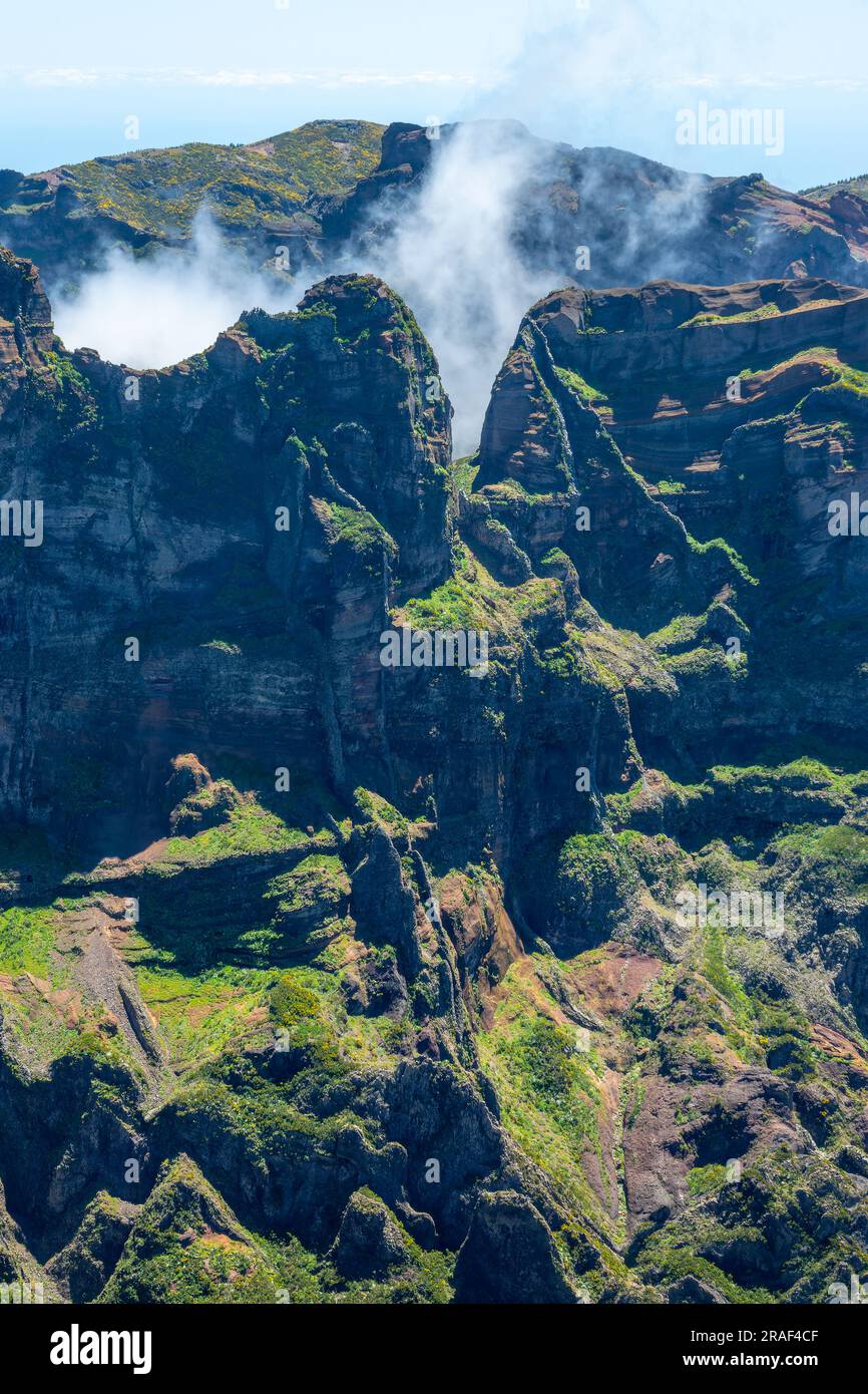 Scenic landscape on Pico Ruivo mountain in Madeira, Portugal Stock Photo