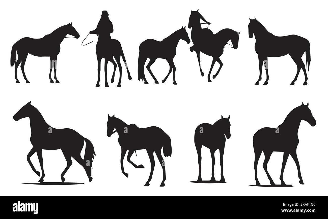 A set of silhouette Horse vector illustration Stock Vector