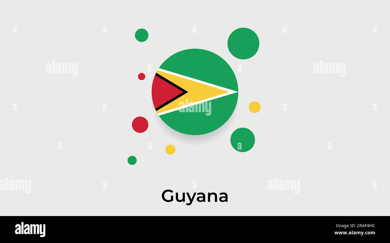Guyana flag bubble circle round shape icon colorful vector illustration Stock Vector