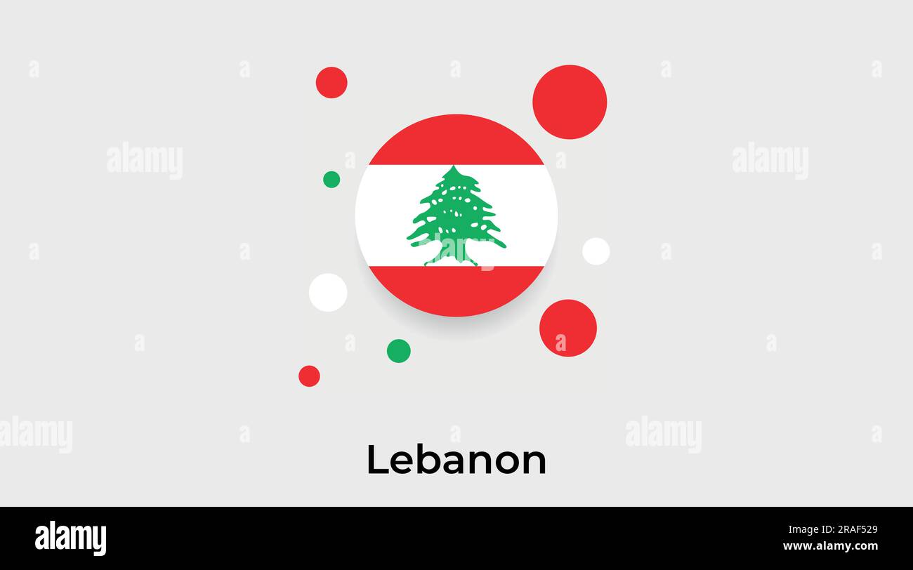Lebanon flag bubble circle round shape icon colorful vector