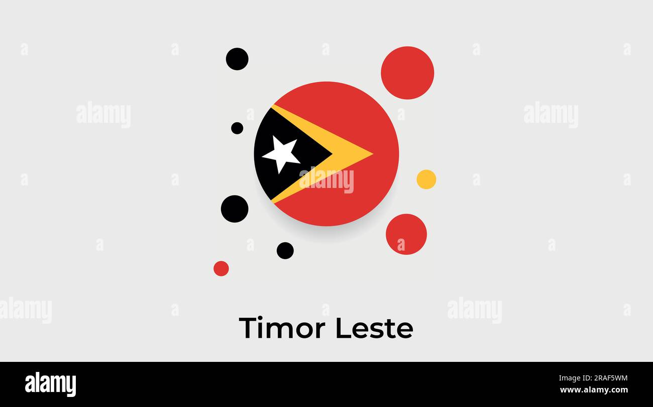 Timor Leste flag bubble circle round shape icon colorful vector illustration Stock Vector